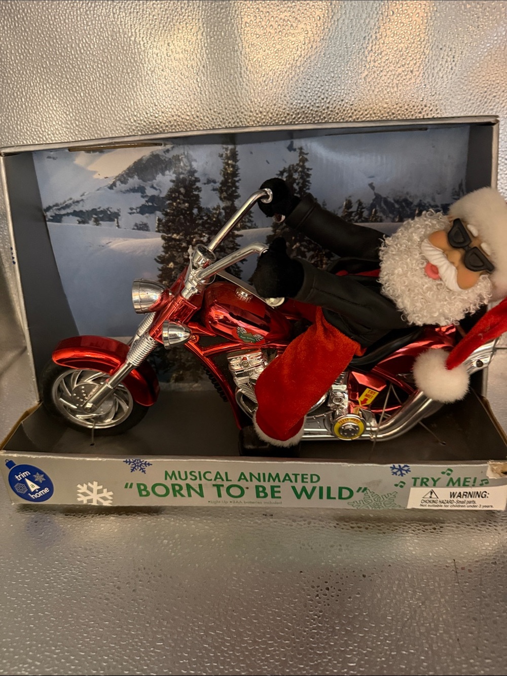 Trim A Tree Red Animated Santa on Red Motorcycle - 'Born to Be Wild'